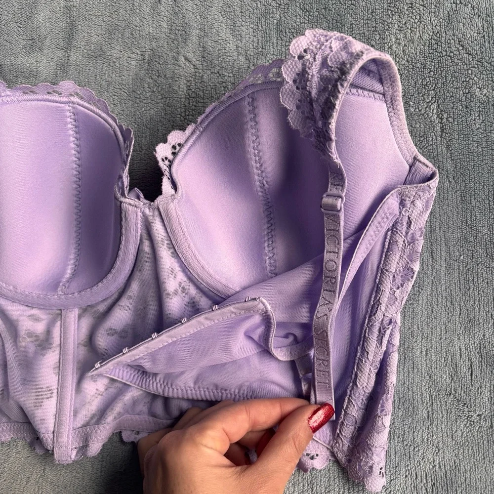 Victoria’s Secret Bra Lace Purple Bustier Corset Lingerie Bralette Size 36 B-NWT - Picture 5 of 5